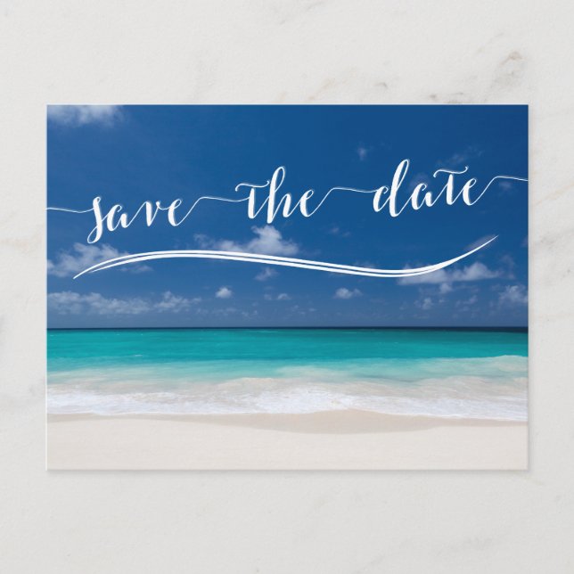 Cartões Postais de Save The Date de Praia com Cali (Frente)