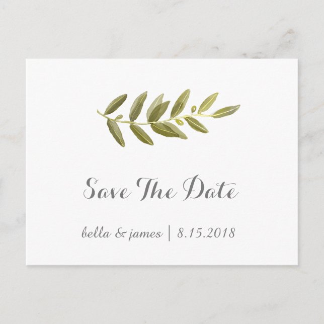 Cartões Postais de Save The Date de Ramo de Olivei (Frente)