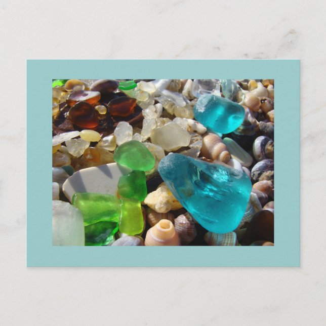 Cartões postais de Seaglass Blue Sea Glass Agages (Frente)