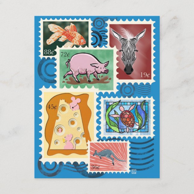 Cartões Postais de Selos de Animais 10-Pack (Frente)