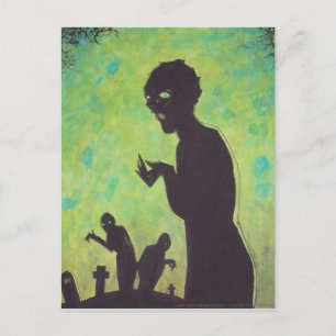Cartões postais de terror de arte escura verde Zom