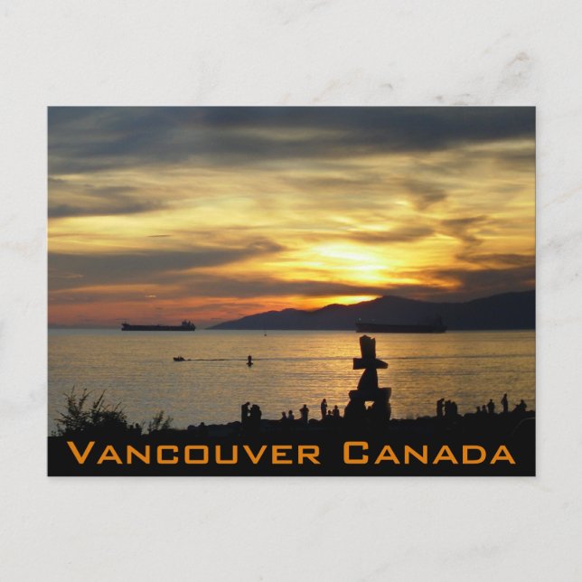 Cartões postais de Vancouver Souvenir Inukshuk Lan (Frente)