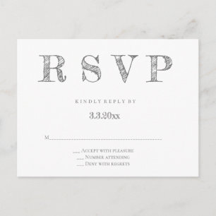Cartões postais do casamento rsvp de cinza moderna