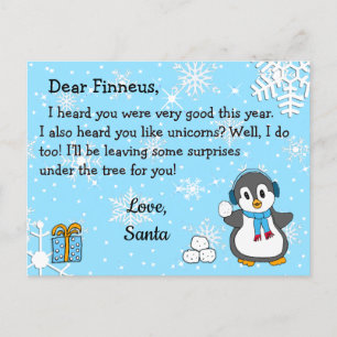 Cartões Postais do Papai Noel: Pinguim de Férias &
