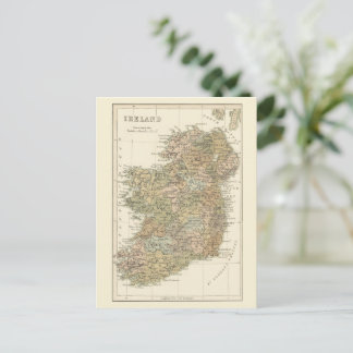 Cartões postais do Vintage Map of Ireland 1862