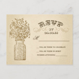 cartões postais do vintage mason jar' rsvp