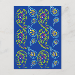 CARTÕES POSTAIS Elétricos Blue Paisley para os E
