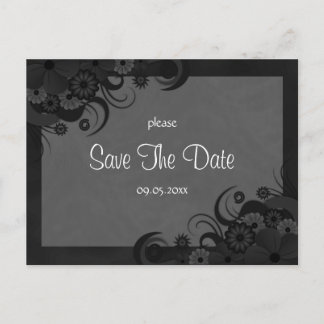 Cartões Postais Florais Preto e Cinza Goth Save Th