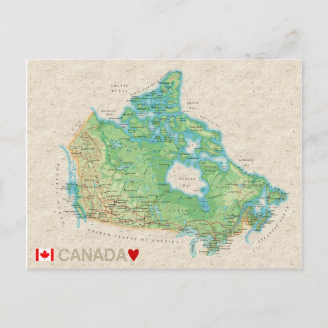 CARTÕES POSTAIS MAPA Canadá (Frente)