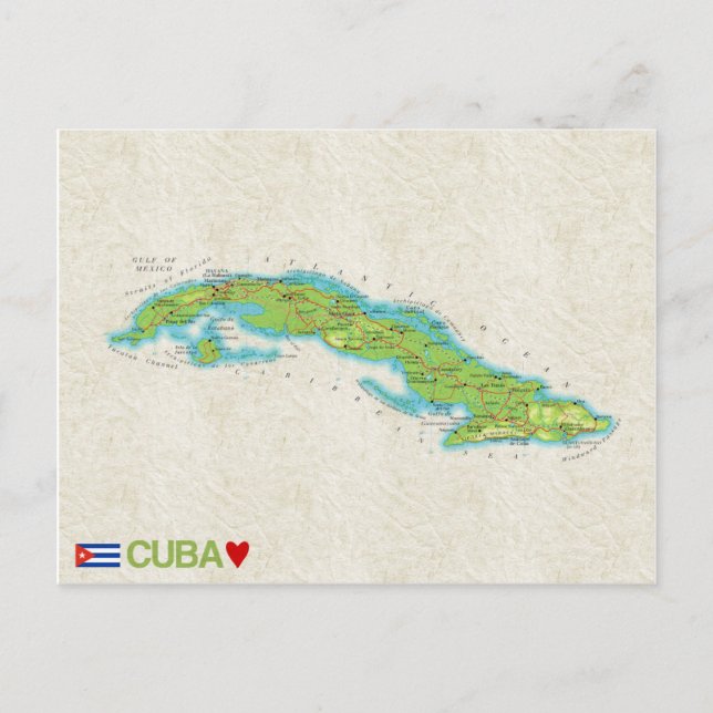 CARTÕES POSTAIS MAPA: Cuba (Frente)