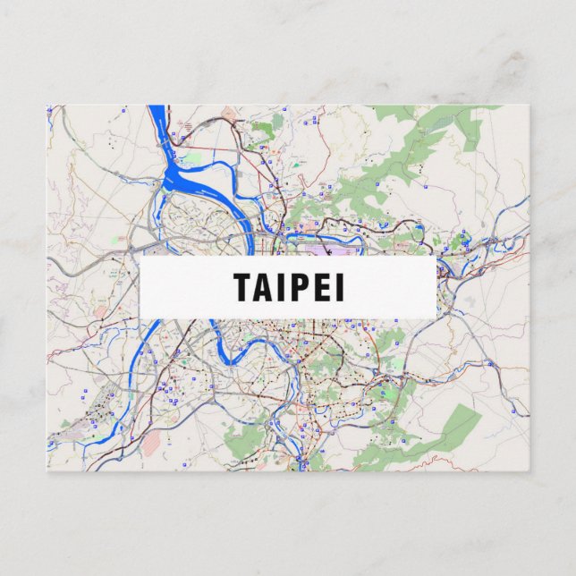 CARTÕES POSTAIS MAPA DA CIDADE: Taipei (Frente)