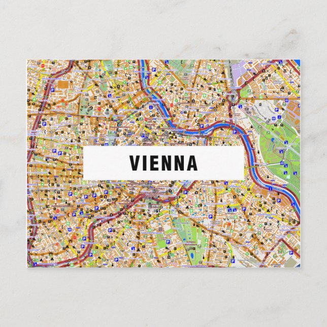 CARTÕES POSTAIS MAPA DA CIDADE: Viena (Frente)
