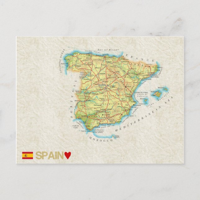 CARTÕES POSTAIS MAPA ♥ Espanha (Frente)