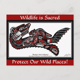 Cartões postais OTTER & BABY (Haida Estilado) SEA