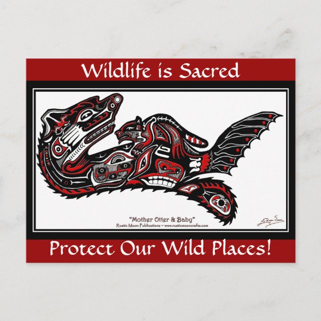 Cartões postais OTTER & BABY (Haida Estilado) SEA (Frente)