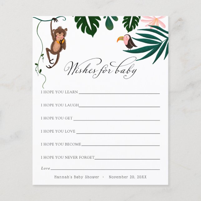 Cartões postais para Chá de fraldas da Selva de Be (Frente)