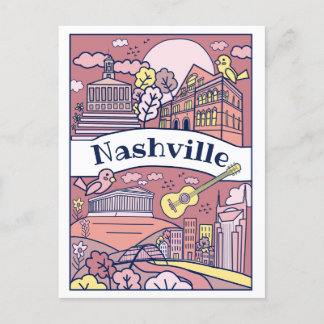 Cartões postais para marcas de Nashville - Rosa