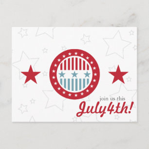 Cartões postais Red White e Blue Stars 4 de julho
