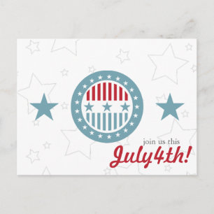 Cartões postais Red White e Blue Stars 4 de julho