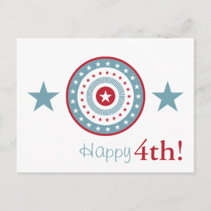 Cartões postais Red White e Blue Stars 4 de julho