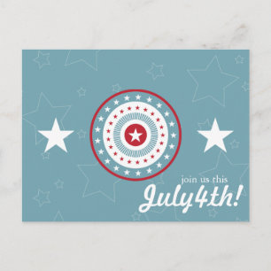 Cartões postais Red White e Blue Stars 4 de julho