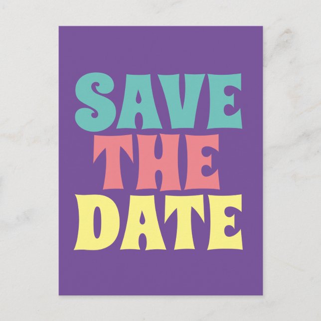Cartões Postais RETRO GROOVY 1960 SAVE THE DATE (Frente)