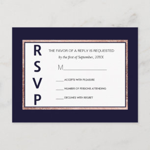 Cartões postais RSVP Azul de Marinho Dourado simpl
