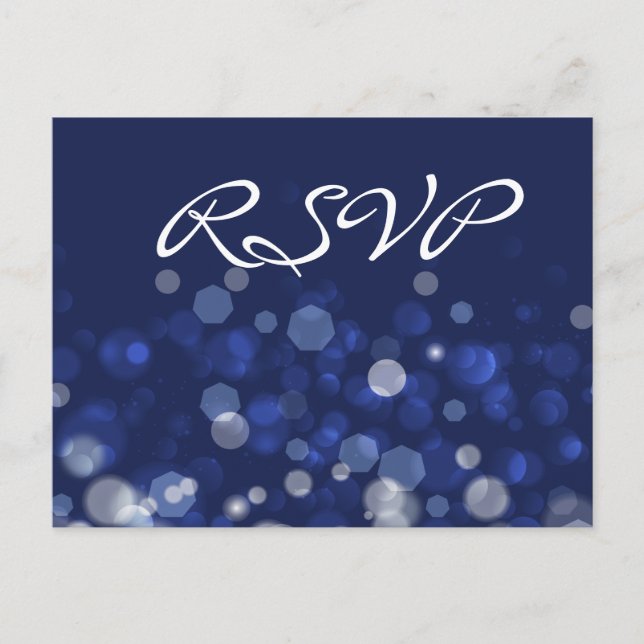 Cartões postais RSVP de Casamento Azul (Frente)