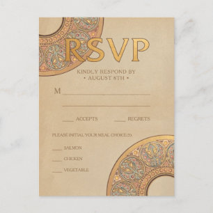 Cartões postais RSVP de Casamento   Dourado Nouvea