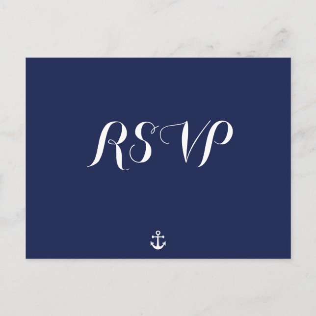 Cartões postais RSVP de Casamento Náutico Azul de  (Frente)