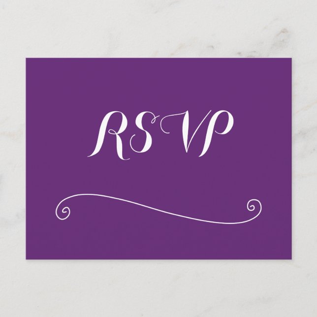 Cartões postais RSVP de Casamento Púrpura Personal (Frente)