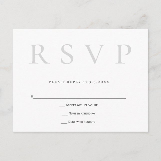 Cartões postais Rsvp de casamento simples para cin (Frente)