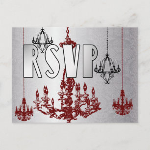 Cartões postais RSVP de Chandelier, Vermelho, Puro