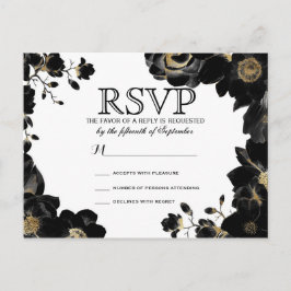 Cartões postais RSVP Preto Acentuados do ouro
