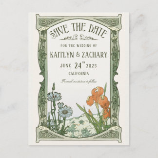 Cartões Postais Save the Date | Art Nouveau Floral