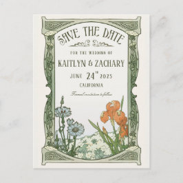 Cartões Postais Save the Date | Art Nouveau Floral