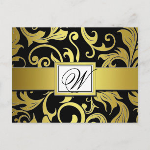 Cartões Postais Save the Date de Noiva Damask Pret