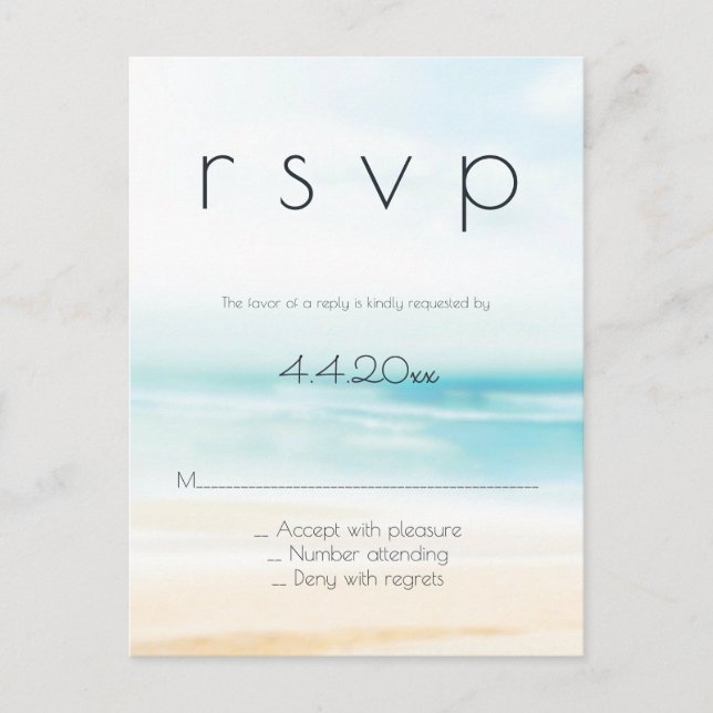 Cartões postais simples de casamento de praia (Frente)