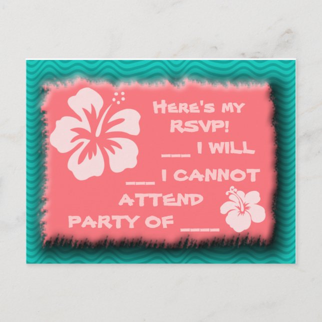 Cartões postais turquesas e corais para personaliz (Frente)