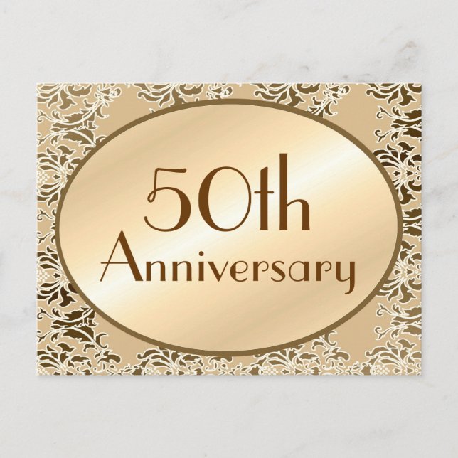 Cartões postais Vintage Damask de 50 anos (Frente)