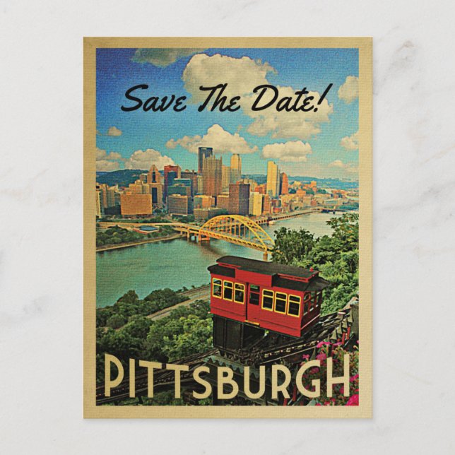 Cartões Postais Vintage de Pittsburgh Save The Dat (Frente)