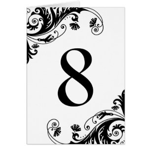 Cartões preto e branco do assento da mesa