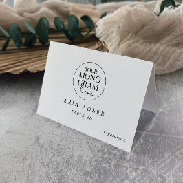 Cartões Pretos de Casamento Branco MEGHAN Monogram