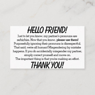 Cartões Pronoun (parceiro ze/hir)