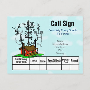 Cartões QSL de Shack de Rádio Antena Louca