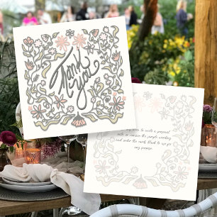 Cartões Quadrados Ilustrados com Borda Floral de A