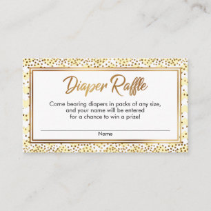 Cartões Raffle Fralda Chevron Branco Amarelo