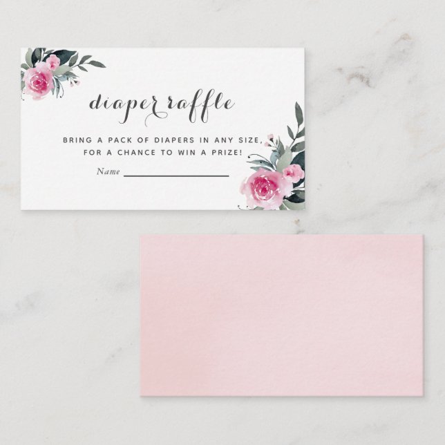 Cartões Reboques para Fralda Floral, Rosa (Frente/Verso)