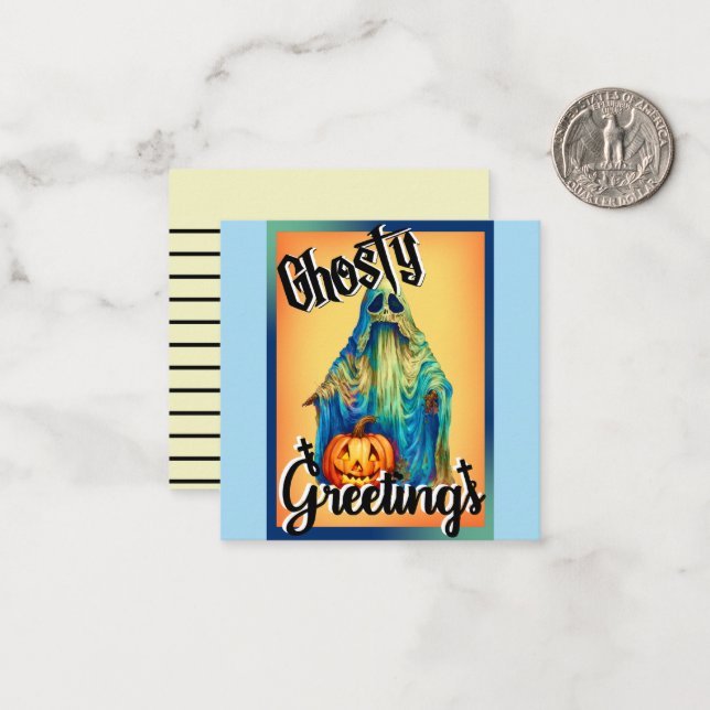 Cartões Retrô Divertidos de Halloween (Frente/Verso In Situ)