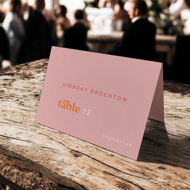 Cartões Retro Summer Pink Orange DIY Casamento (Retro Summer Pink Orange DIY Wedding Place Cards)